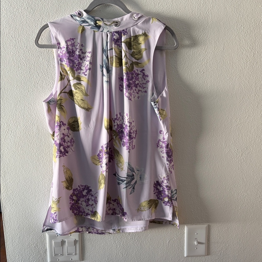 White House Black Market Floral Sleeveless Blouse - Purple and Yellow